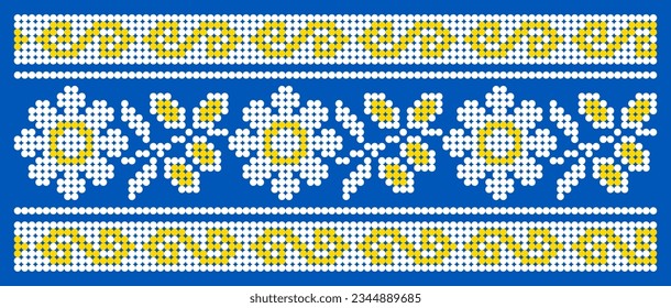 Vector illustration of Ukrainian ornament in stylized style, identity, vyshyvanka, embroidery for print clothes, websites, banners