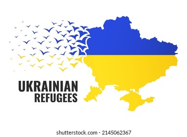 Vector Illustration of Ukrainian refugees as a result of the war
