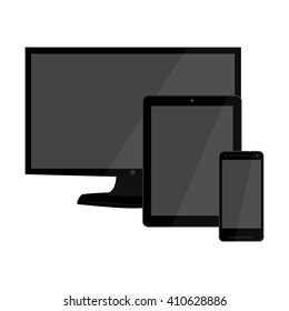 Vector illustration ultimate web design electronic devices set. Computer monitor, smartphone, and tablet pc template, design