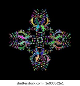 Vector illustration. Ultrafashionable fabric pattern. Abstract motif background.