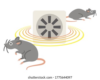 Vector Illustration Of Ultrasonic Rat Repeller Isolated On White Background In Flat Style. Pest Control Gadget