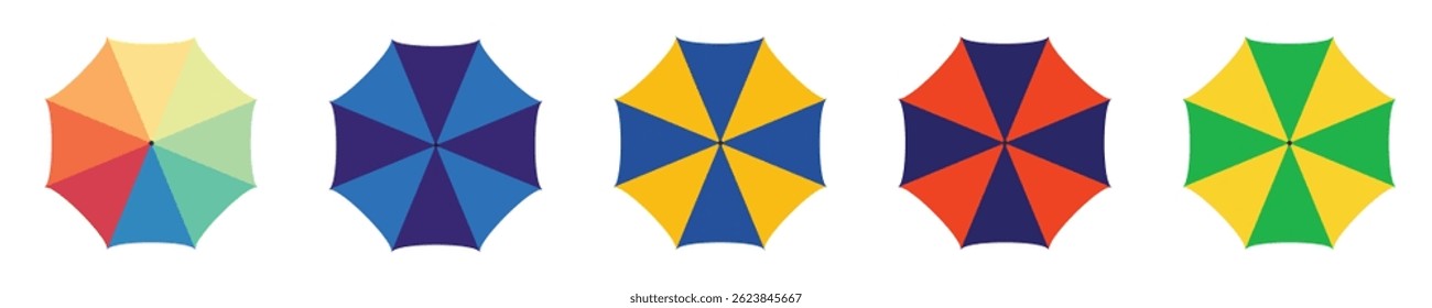 Ilustração vetorial de um guarda-chuva com belas cores, desenho simples imagem vetorial colorida, desenhos vetoriais de guarda-chuva, desenhos vetoriais de guarda-chuva, desenhos de guarda-chuva de cores diferentes eps 10 desenho superior