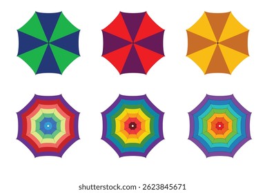 Vector illustration of an Umbrella with beautiful colors, simple drawing colorful vector image, umbrella vector designs, umbrella vector designs, different colors umbrella designs eps 10 drawing top