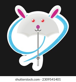 vector illustration of an umbrella with a bunny shape