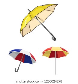 Vector illustration of umbrella and cloud sign. Set of umbrella and rain stock vector illustration.