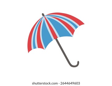Vector illustration of an umbrella with the colors of the British flag. Cute umbrella illustration, highlighted on a white background. Cartoon clipart.