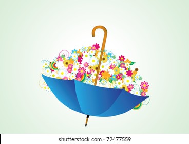vector illustration of umbrella full of flowers