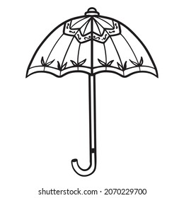 vector illustration of umbrella graphic design, icon, art tattoo sketch, hand draw, use in print