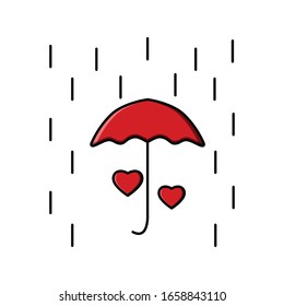ilustración vectorial de la imagen del paraguas que protege el corazón de la caída de lluvia
