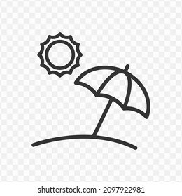 Vector illustration of umbrella on the beach icon in dark color and transparent background(png).