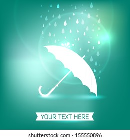 Vector illustration of umbrella on modern blue background