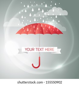 Vector illustration of umbrella on modern gray background