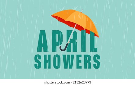 vector illustration of Umbrella in the rain for April showers.