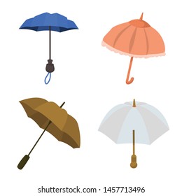 Vector illustration of umbrella and rain icon. Set of umbrella and weather stock symbol for web.