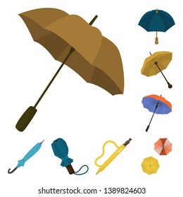 Vector illustration of umbrella and rain logo. Set of umbrella and weather stock vector illustration.