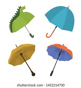 Vector illustration of umbrella and rain symbol. Collection of umbrella and weather vector icon for stock.