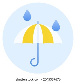 Vector illustration of the umbrella and raindrops.