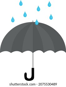 Vector illustration of an umbrella with raindrops falling