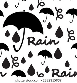 Vector illustration. Umbrella. Rainy atmosphere.