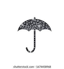 Vector illustration of umbrella in realistic diamonds.