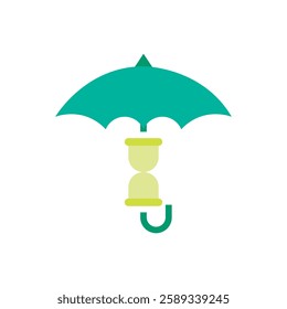 Vector illustration of umbrella and sand time. Life insurance flat icon vector design illustration. 