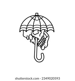 vector illustration of an umbrella with a skull