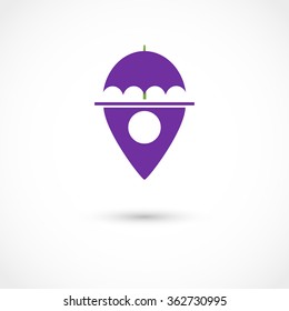 Vector illustration of Umbrella tag. Eps 10, contains transparency