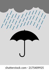 Ilustración vectorial del paraguas bajo la lluvia.
