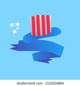 vector illustration of uncle sam's hat and ribbon to commemorate president's day