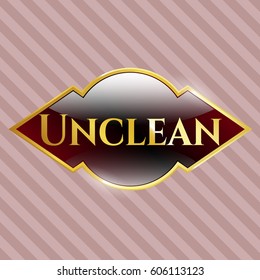 Vector illustration of Unclean gold emblem in maroon
