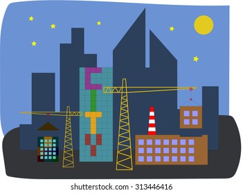 Vector illustration under construction city