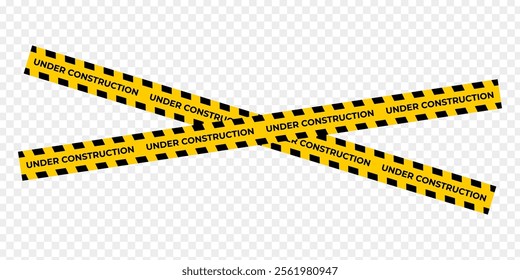 Vector illustration of Under Construction police tape isolated on transparent background