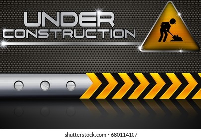 Vector illustration of Under construction with road sign
