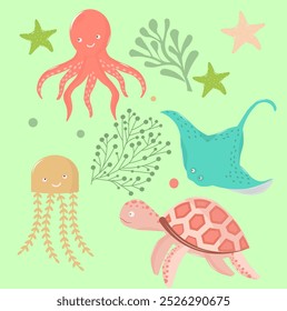 Vector Illustration of under water creature or sea world