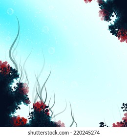 Vector illustration of underwater cave for your backdrop