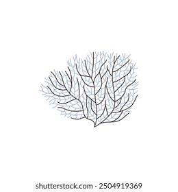 Ilustración vectorial de corales submarinos con ramas delgadas aisladas sobre un fondo blanco. El icono de la planta acuática es perfecto para gráficos y diseño marinos