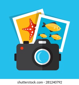 Vector illustration of underwater photography. Flat design style. Eps 10.