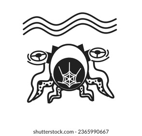 vector illustration of underwater robot.squid robot