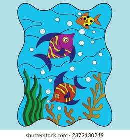 Vector Illustration of Underwater Scenery