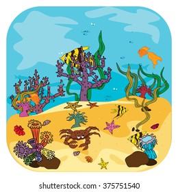 Vector illustration of the underwater world