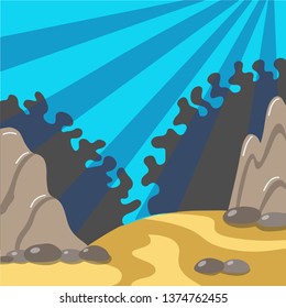 Vector illustration of the underwater world. Vector composition of cartoon life under water.