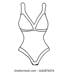 Vector illustration of underwear, black and white sketch, swimsuit. Vector sketch illustration for print, web, mobile and infographics on a white background.