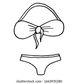 Vector illustration of underwear, black and white sketch, swimsuit. Vector sketch illustration for print, web, mobile and infographics on a white background.