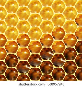 Vector illustration - unfinished honey in honeycombs. Eps 8 using mesh.