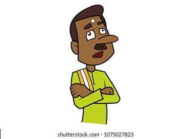 a vector illustration of a unhappy south indian man