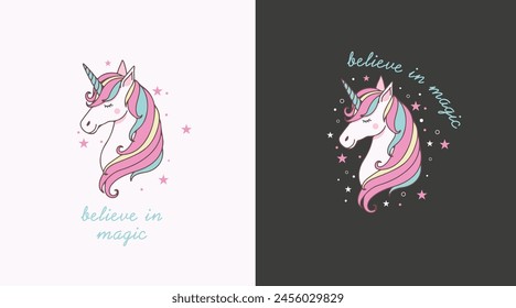 Vector Illustration Unicorn with Black Background