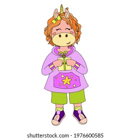 Vector illustration with a unicorn for children's and adult books, clothing, office supplies