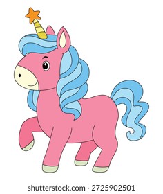 Vector illustration a unicorn is doing the jumping
