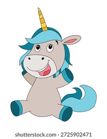 Ilustração vetorial de um unicórnio está sorrindo