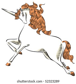 an a vector illustration of a unicorn horse animal sky cloud performance tail clouds story imaginary symbolic imagination mystery fantasy magic stud tale mane magical painting fairy myth stallion elf
